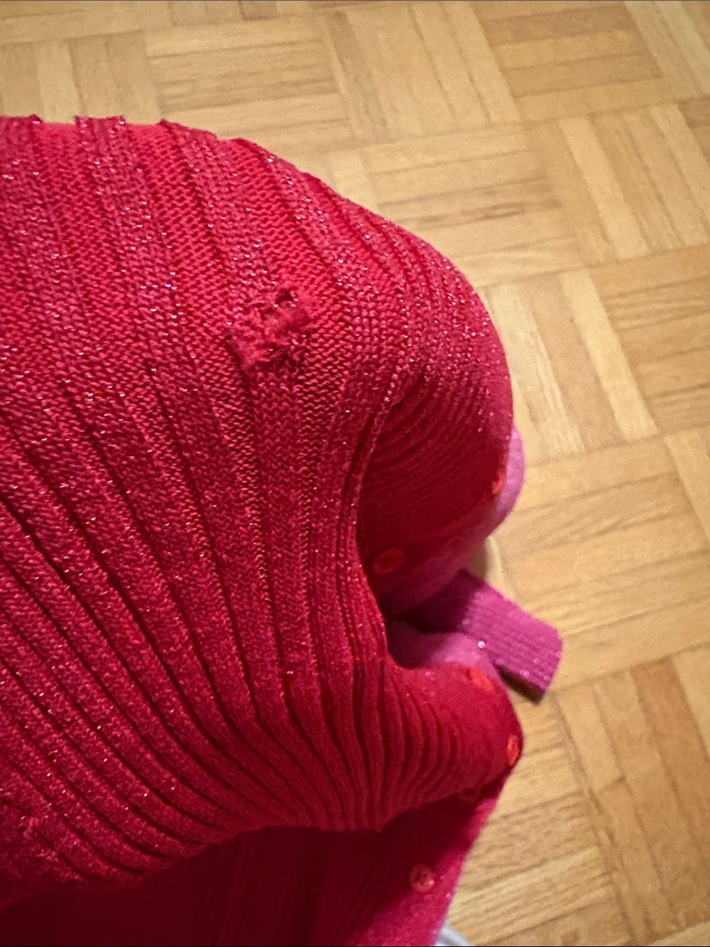 Staud Two-Tone Pink & Fuchsia Long Button-Front Knit Dress - Picture 12 of 13